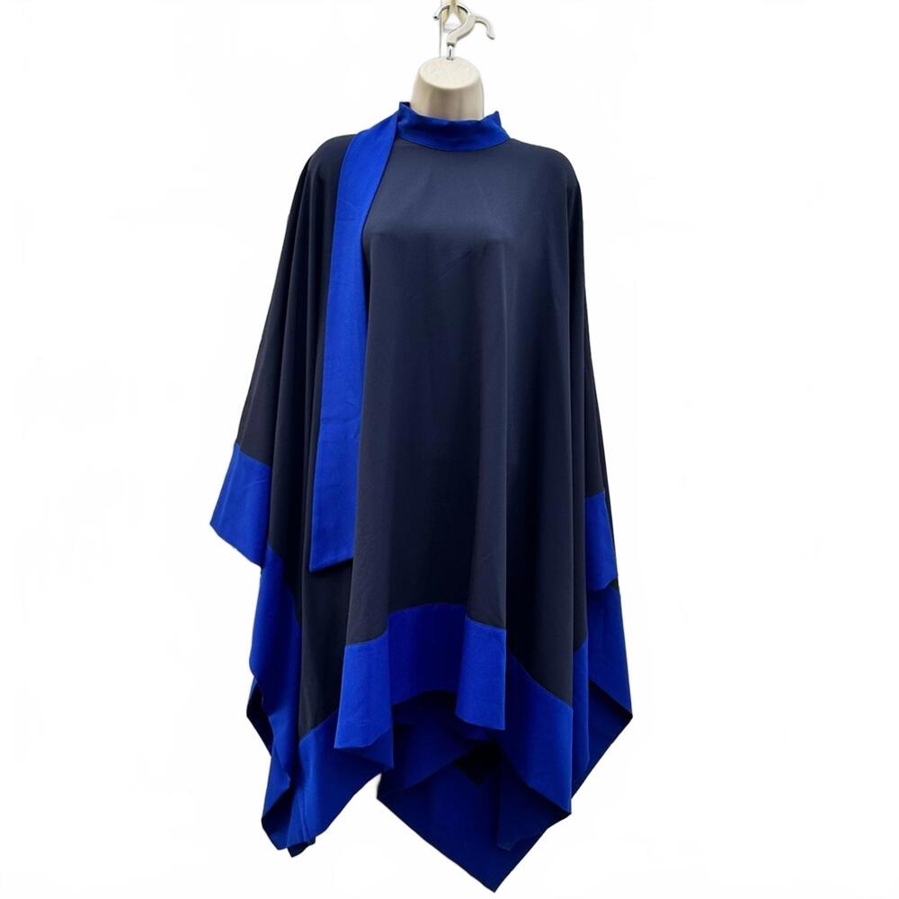 Annah Hariri Abaya Colorblock. Navy & Cobalt Blue Accent Topper | US Size 14